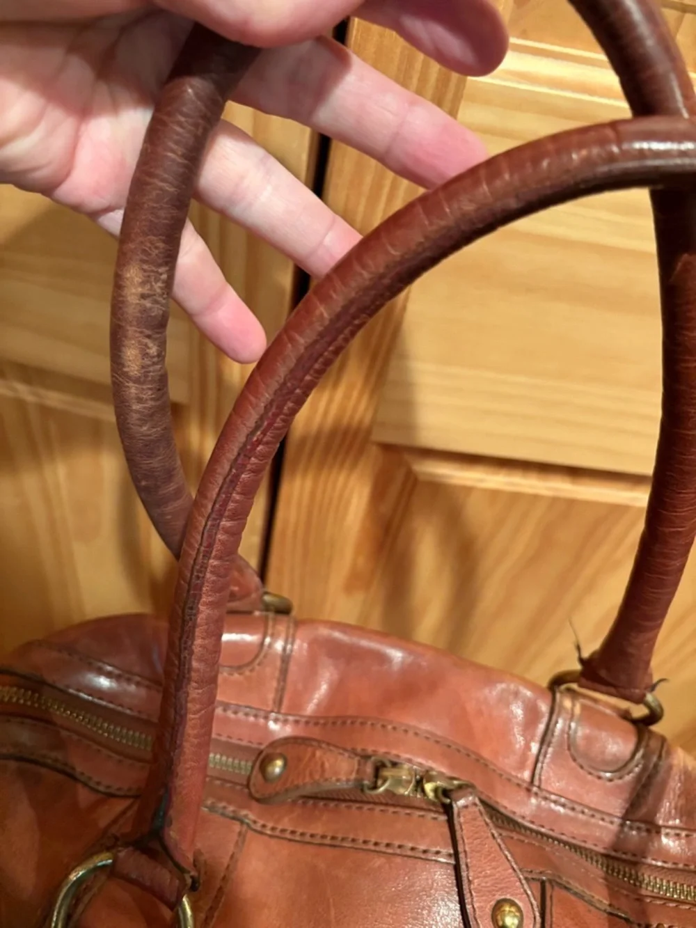 Banana Republic leather bowling-style bag or satchel